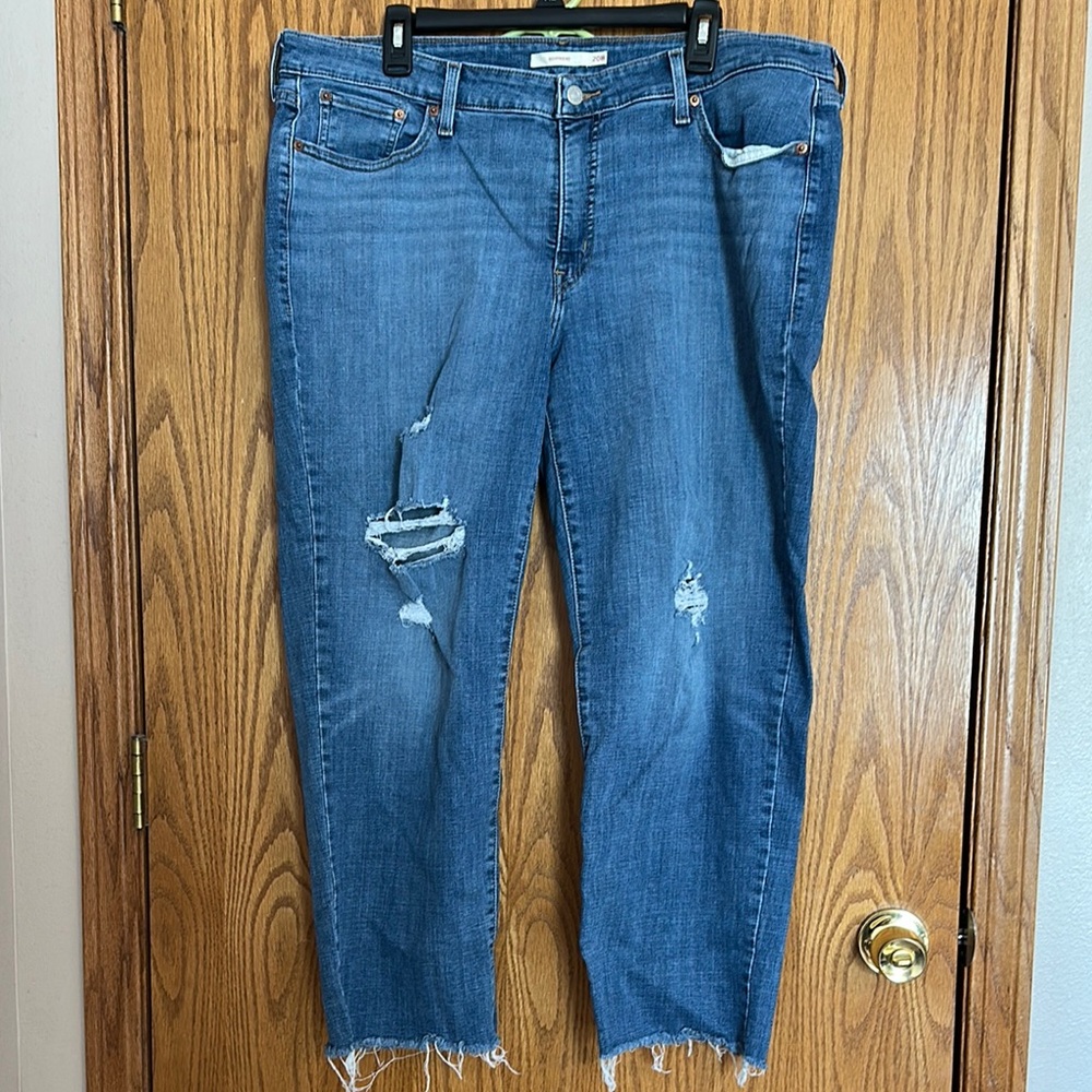 Levi's Blue Distressed Boyfriend Jeans